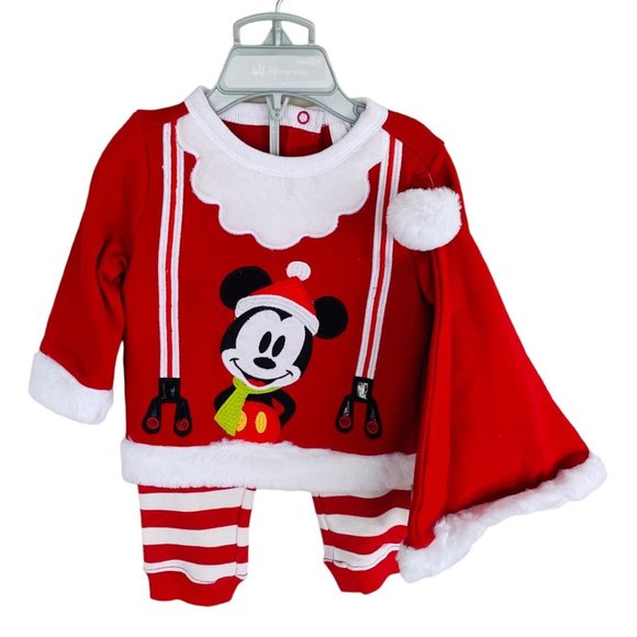 Disney Store Santa Mickey Mouse Holiday Christmas Outfit for Baby 9-12M - Picture 1 of 10